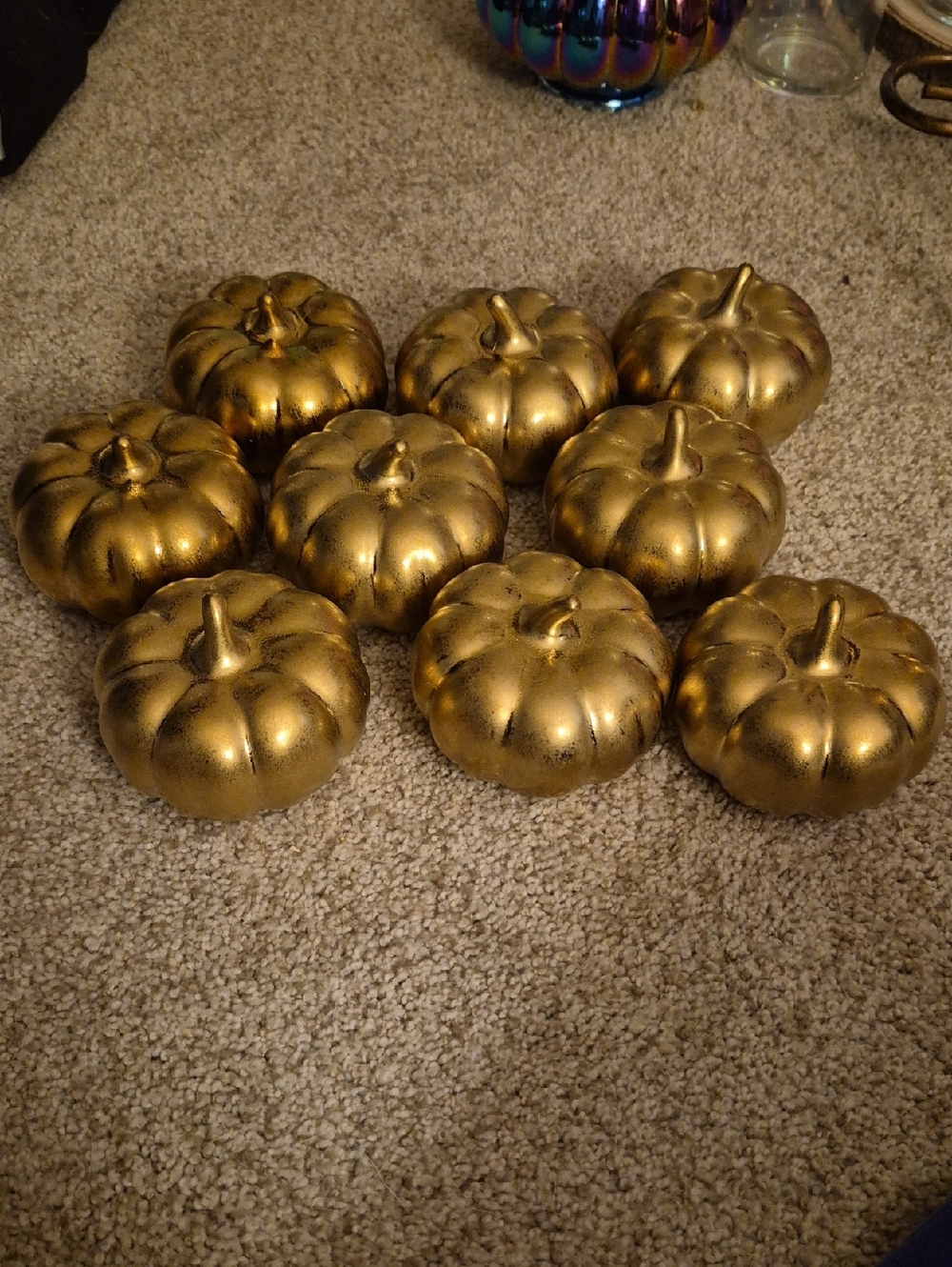 Set of 9 Decorative Gold Pumpkins